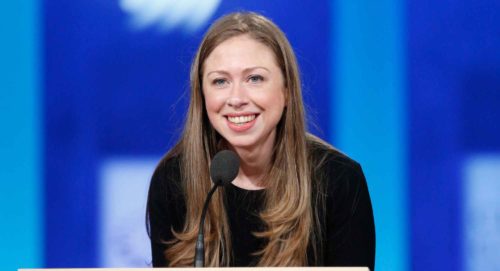 NEW YORK, NY - SEPTEMBER 29:  Chelsea Clinton speaks on stage during the closing session of the Clinton Global Initiative 2015 on September 29, 2015 in New York City.  (Photo by JP Yim/Getty Images)